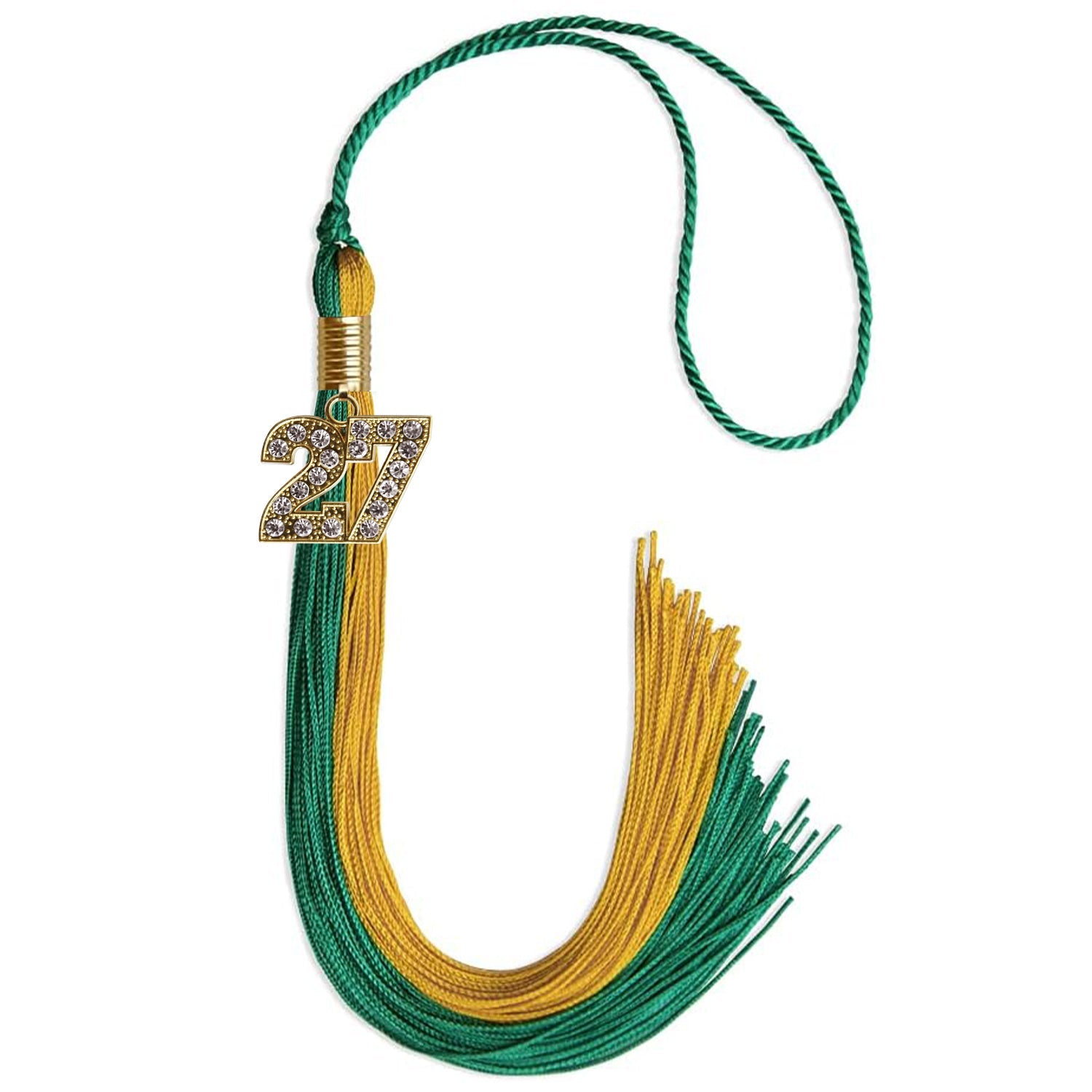 Emerald Green/Bright Gold Graduation Tassel with Gold Date Drop - Endea Graduation