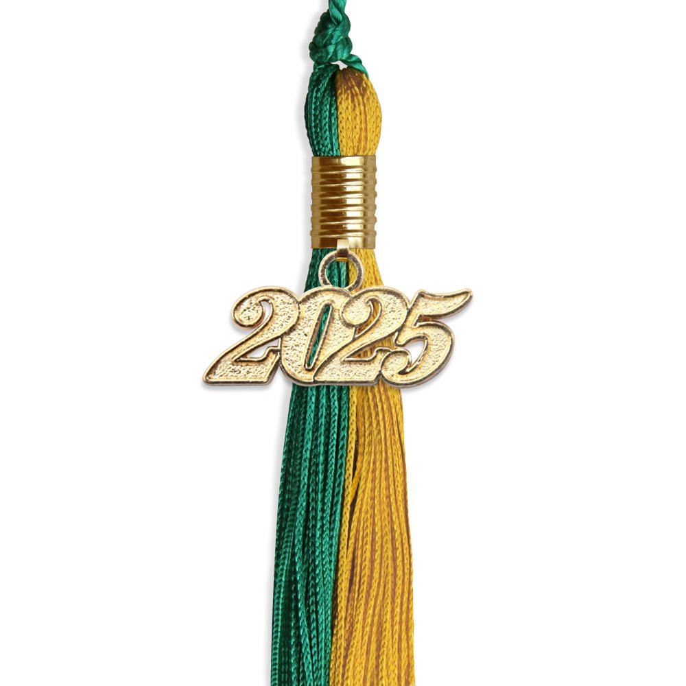 Emerald Green/Bright Gold Graduation Tassel with Gold Date Drop - Endea Graduation