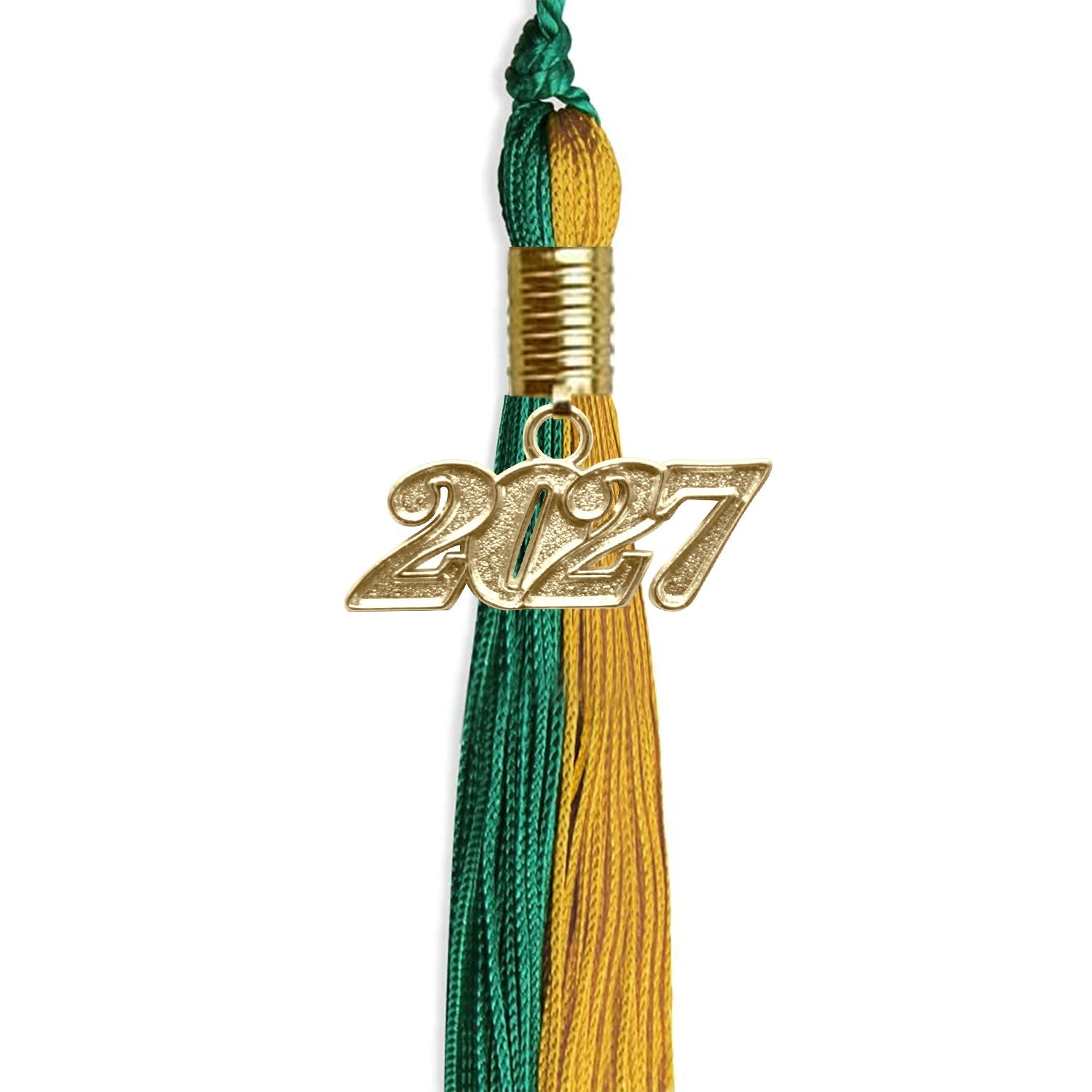 Emerald Green/Bright Gold Graduation Tassel with Gold Date Drop - Endea Graduation