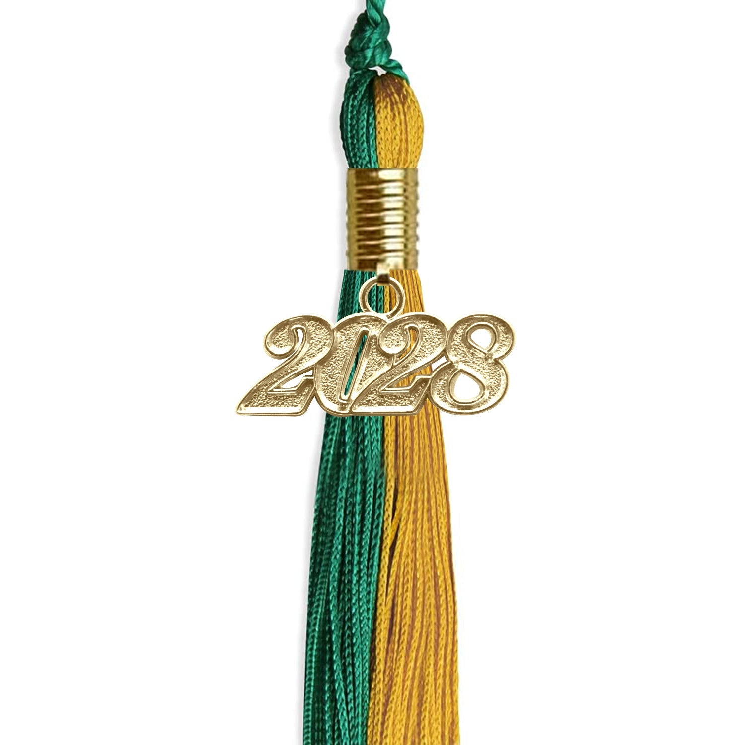 Emerald Green/Bright Gold Graduation Tassel with Gold Date Drop - Endea Graduation