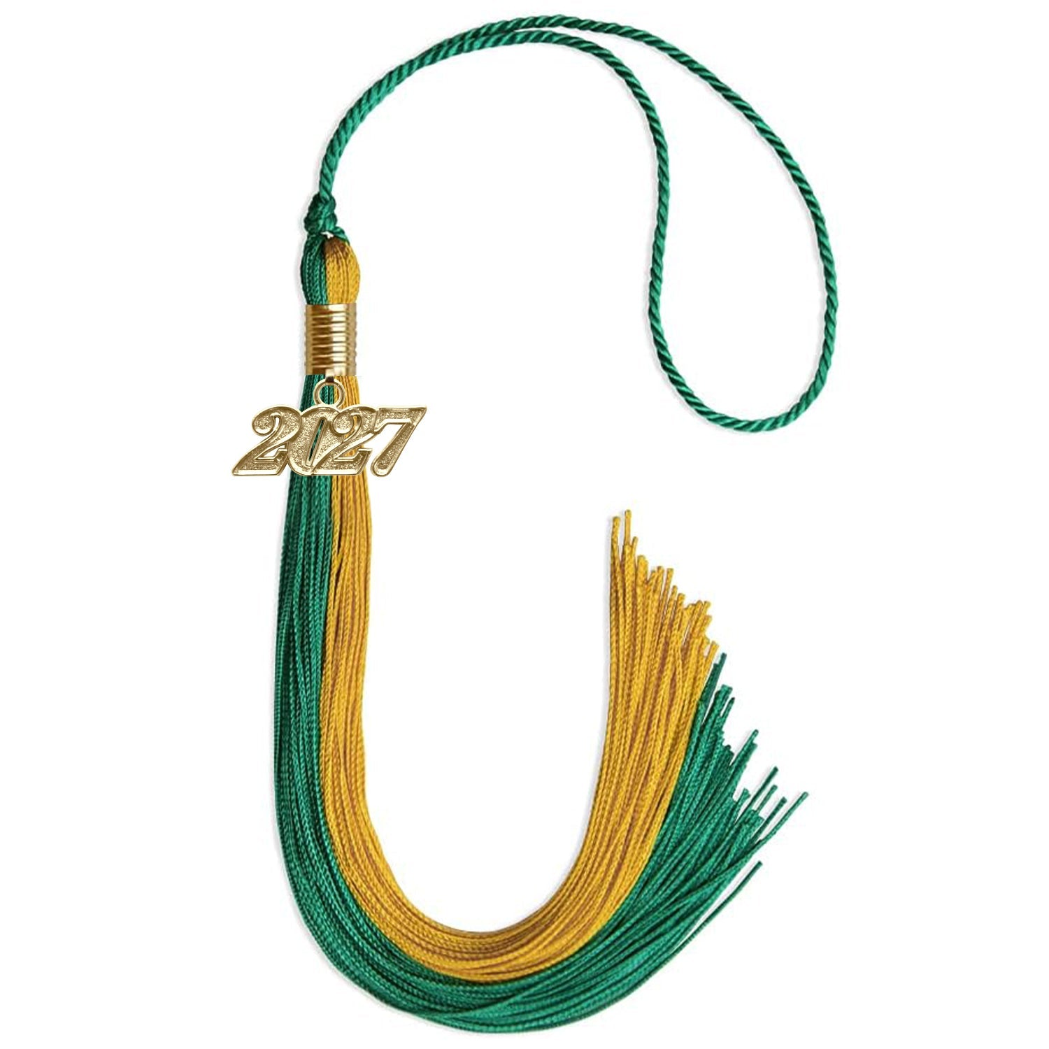 Emerald Green/Bright Gold Graduation Tassel with Gold Date Drop - Endea Graduation