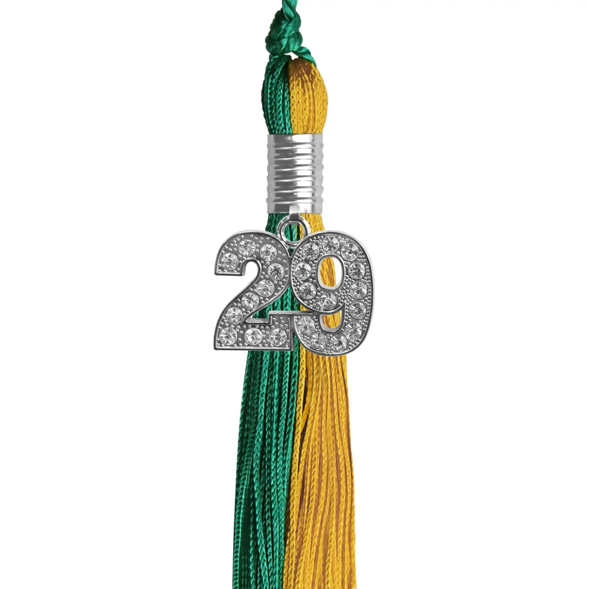 Emerald Green/Bright Gold Graduation Tassel with Silver Bling Charm - Endea Graduation