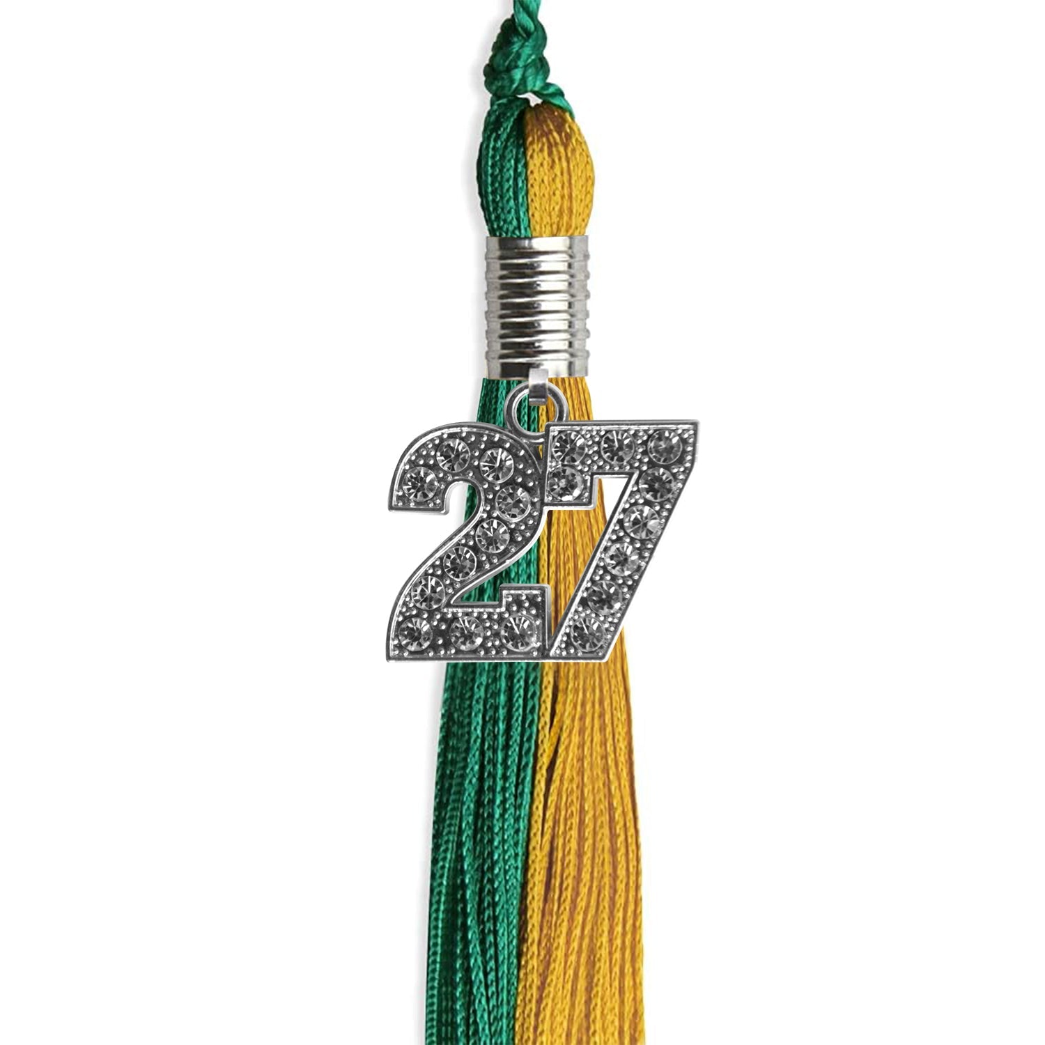 Emerald Green/Bright Gold Graduation Tassel with Silver Date Drop - Endea Graduation