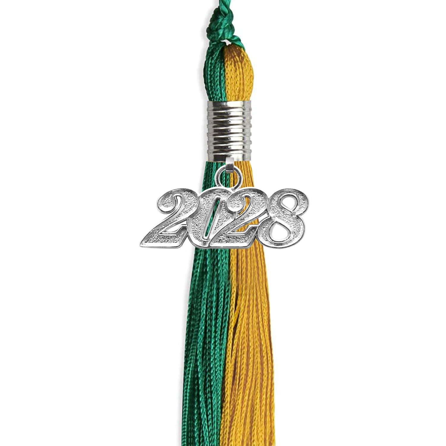 Emerald Green/Bright Gold Graduation Tassel with Silver Date Drop - Endea Graduation