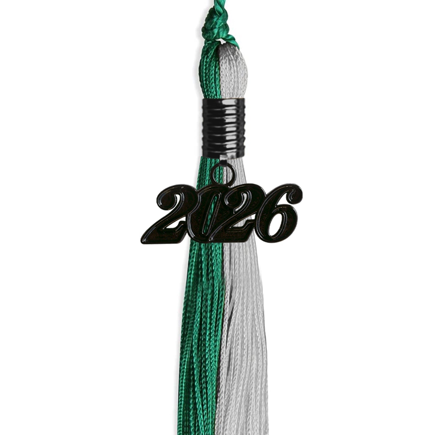 Emerald Green/Grey Graduation Tassel with Black Date Drop - Endea Graduation