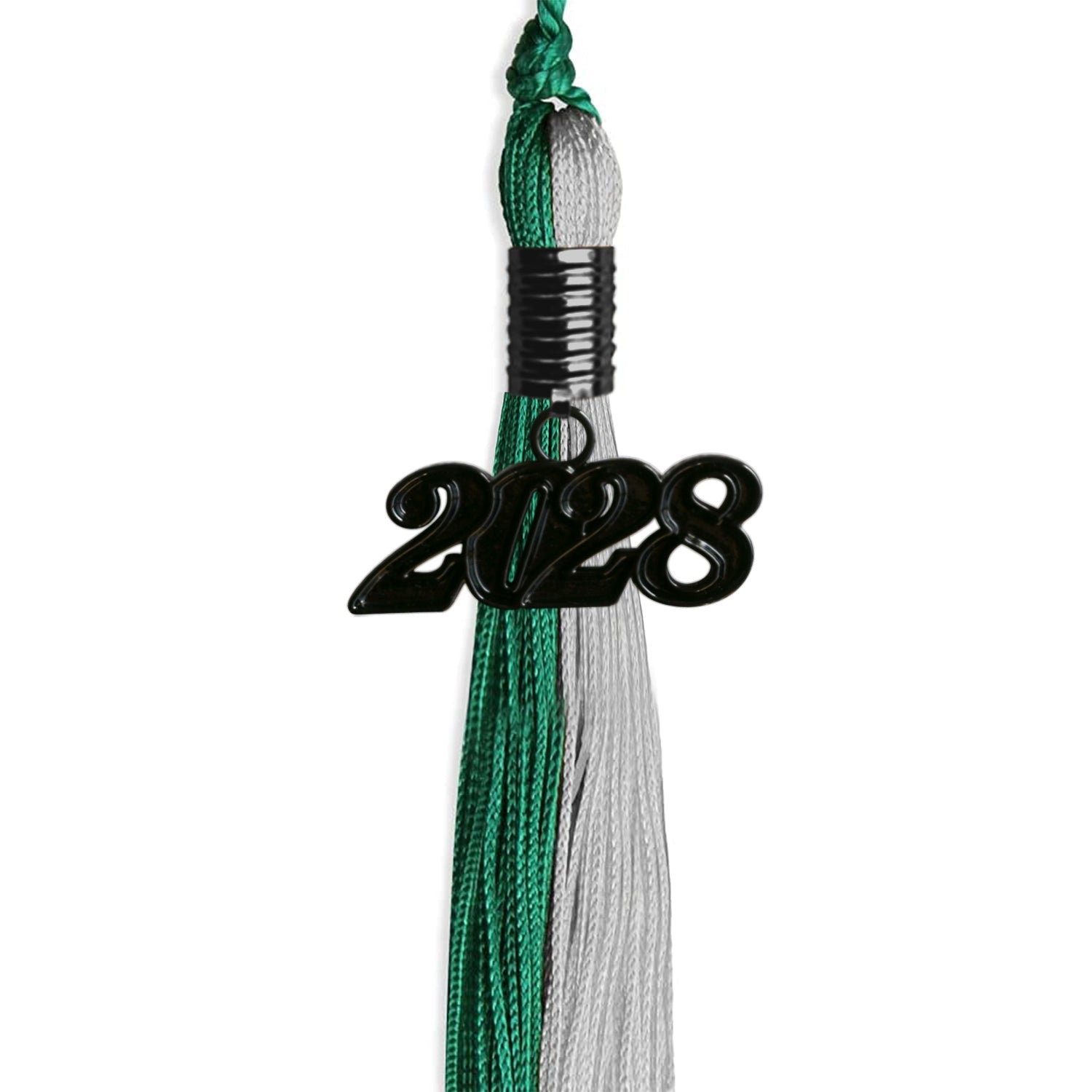 Emerald Green/Grey Graduation Tassel with Black Date Drop - Endea Graduation