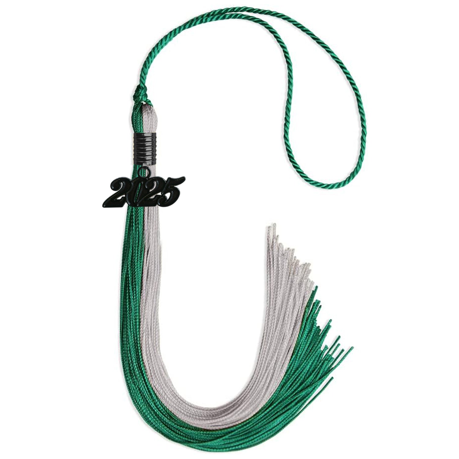 Emerald Green/Grey Graduation Tassel with Black Date Drop - Endea Graduation