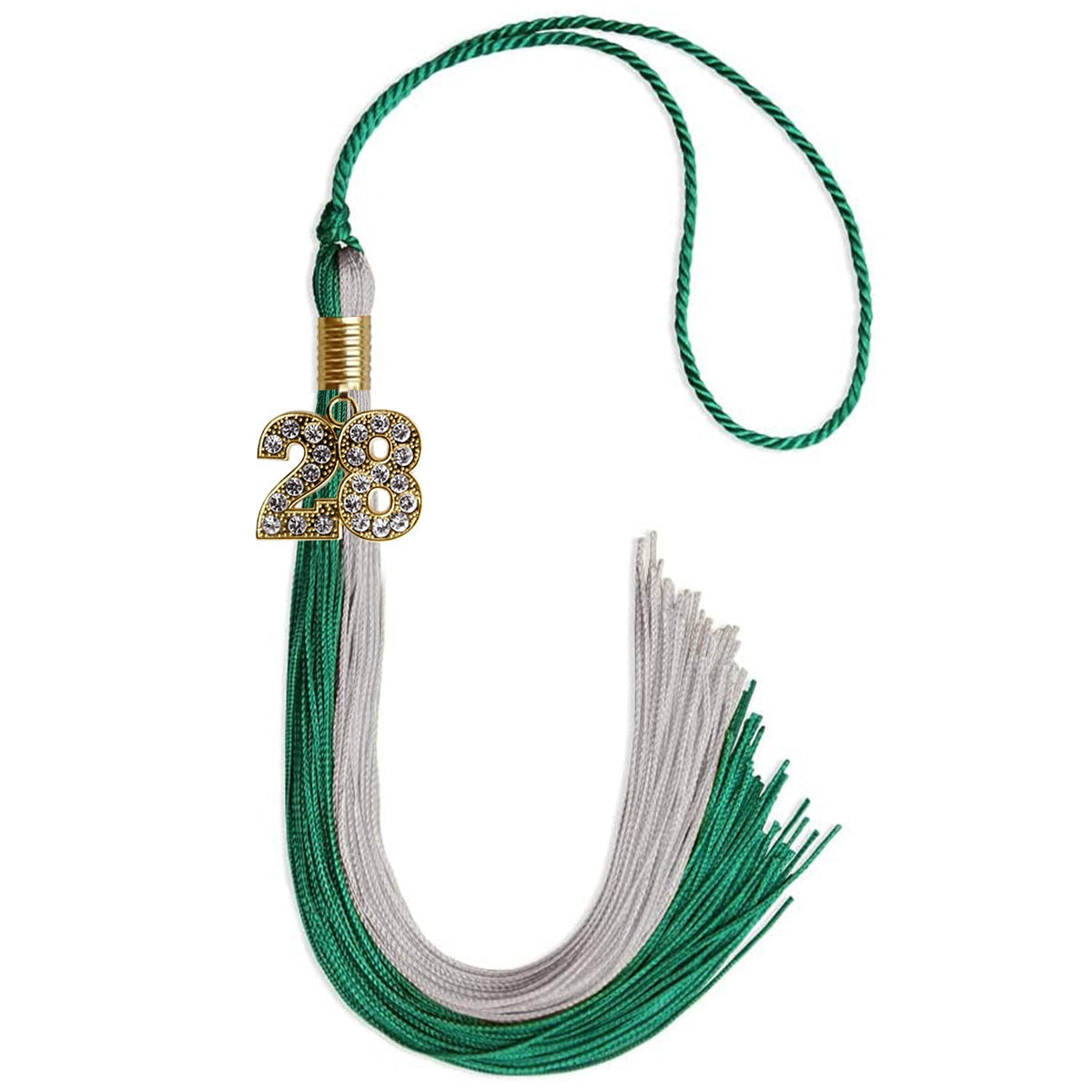 Emerald Green/Grey Graduation Tassel with Gold Bling Charm - Endea Graduation