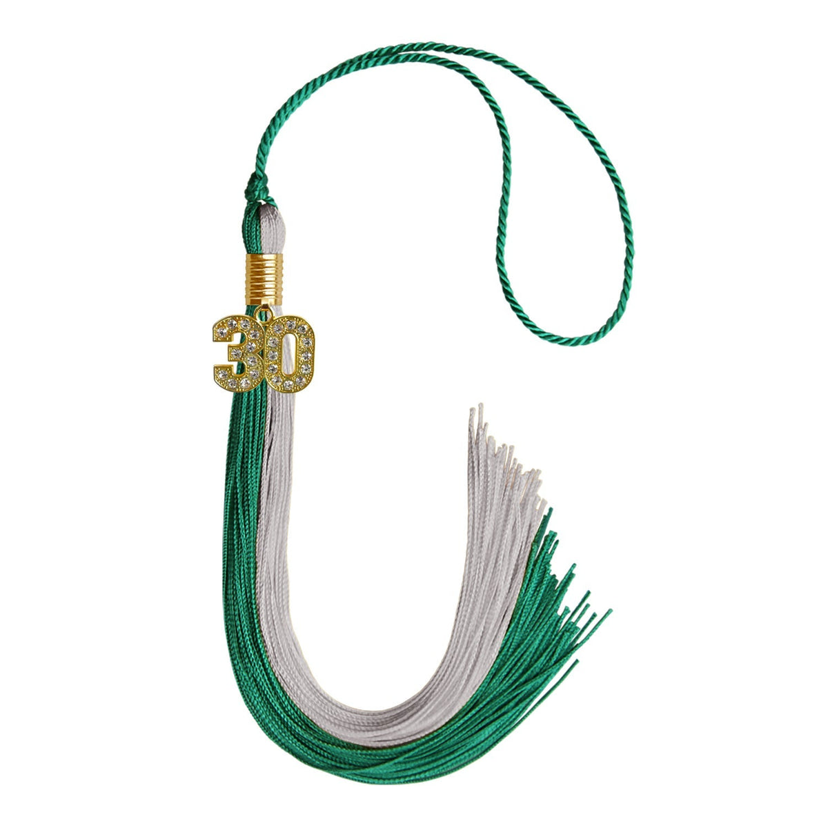Emerald Green/Grey Graduation Tassel with Gold Bling Charm - Endea Graduation