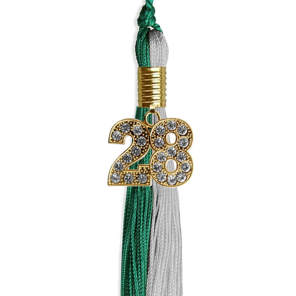 Emerald Green/Grey Graduation Tassel with Gold Bling Charm - Endea Graduation