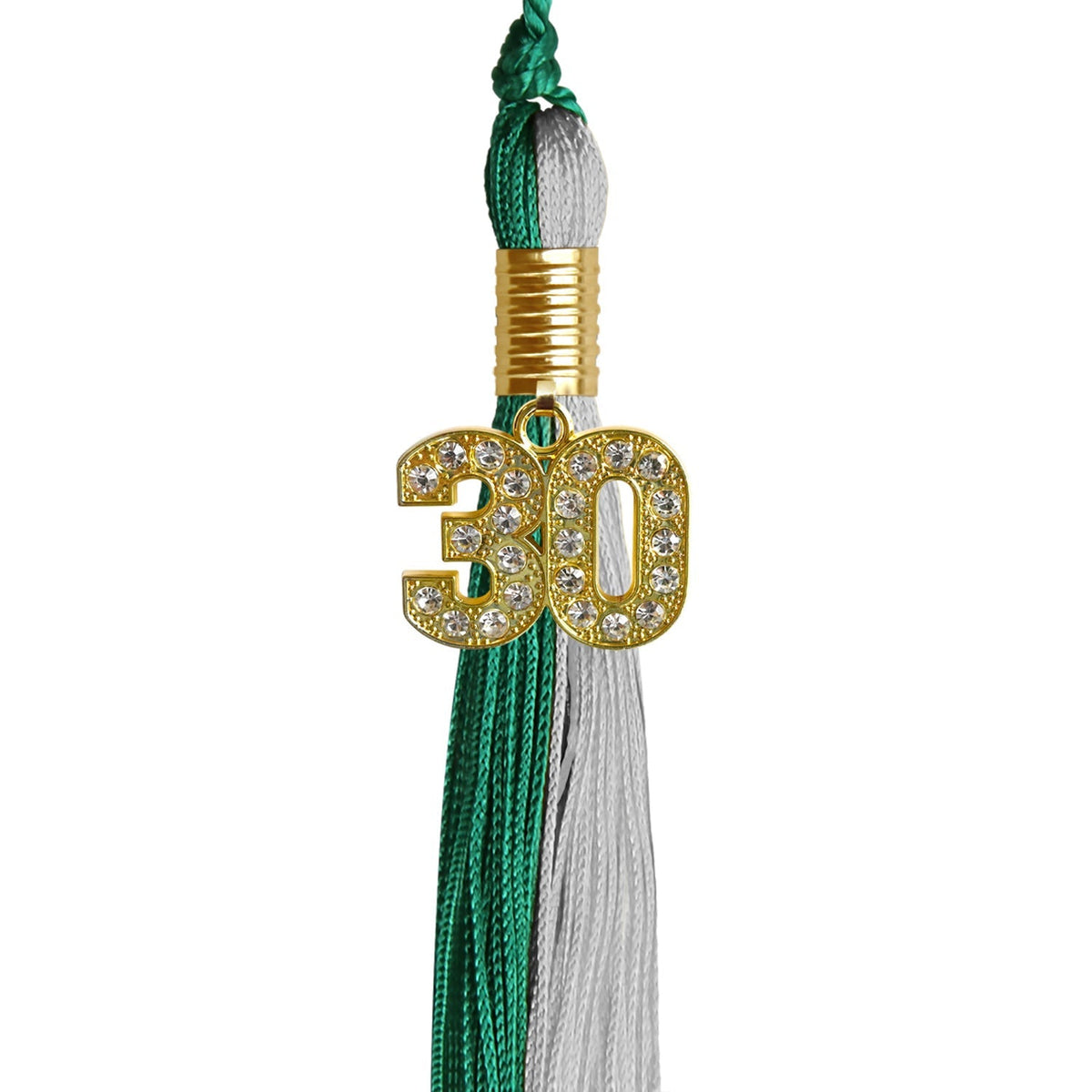 Emerald Green/Grey Graduation Tassel with Gold Bling Charm - Endea Graduation
