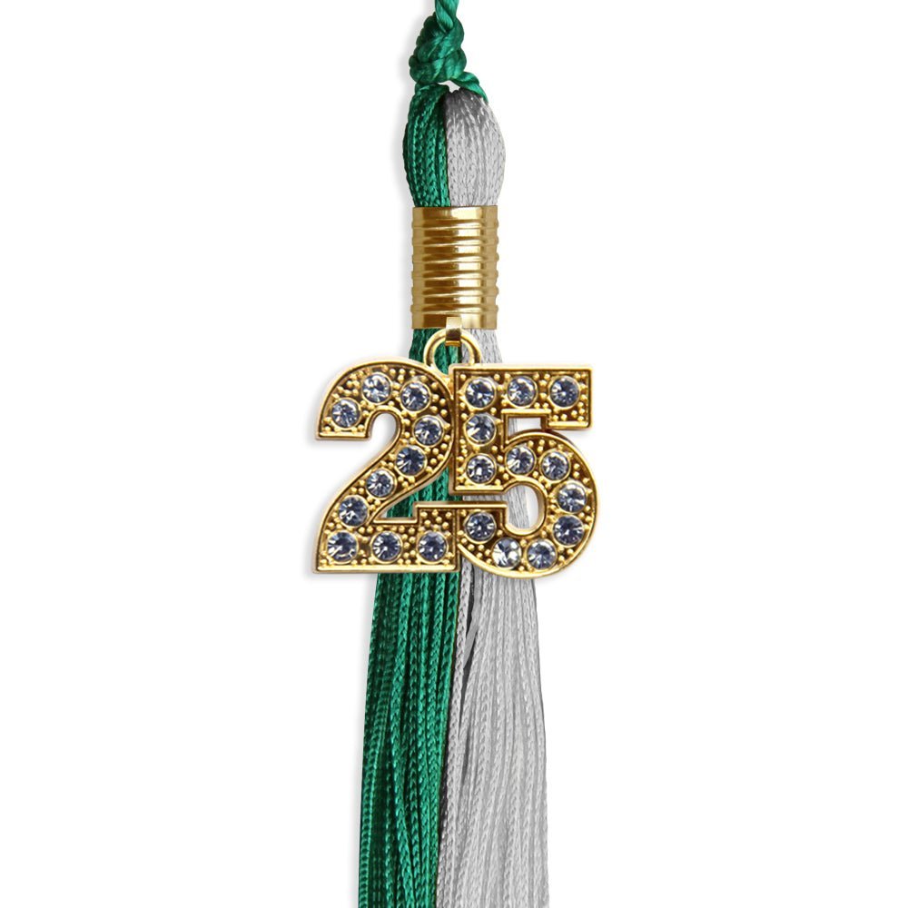 Emerald Green/Grey Graduation Tassel with Gold Bling Charm - Endea Graduation