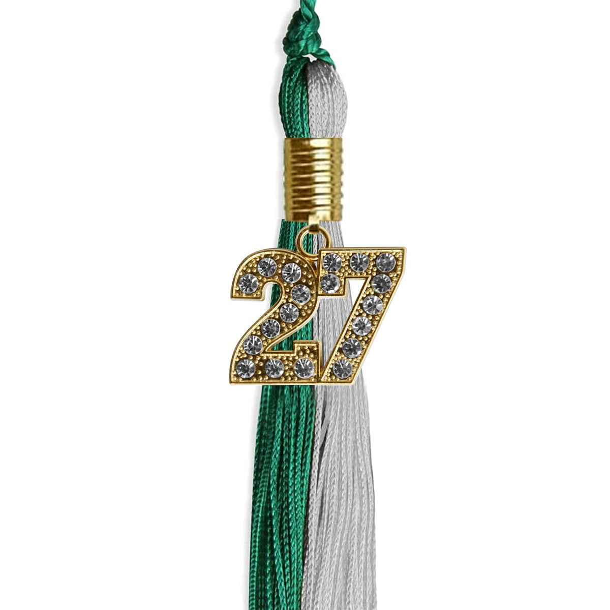 Emerald Green/Grey Graduation Tassel with Gold Bling Charm - Endea Graduation