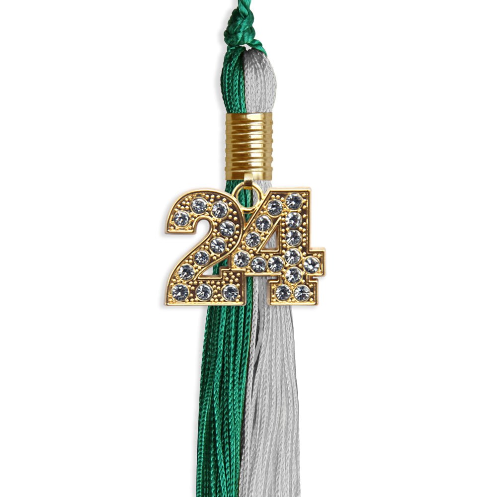 Emerald Green/Grey Graduation Tassel with Gold Date Drop - Endea Graduation