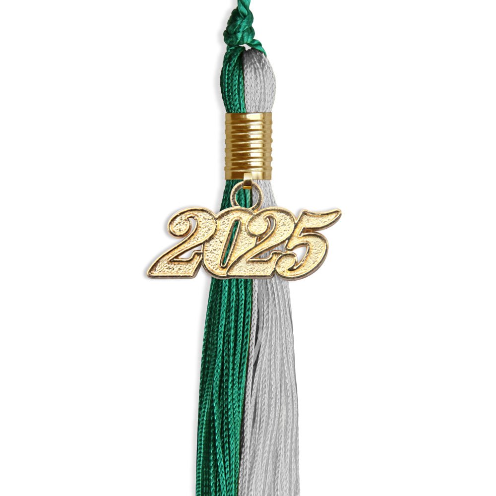 Emerald Green/Grey Graduation Tassel with Gold Date Drop - Endea Graduation