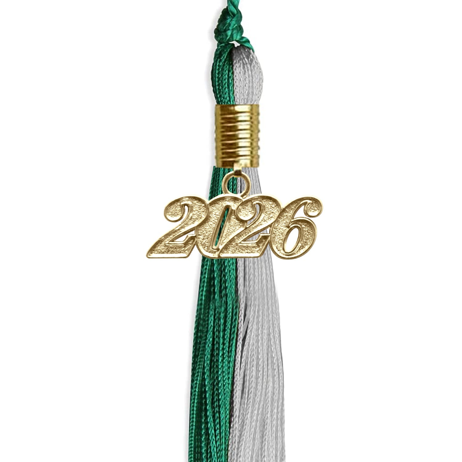 Emerald Green/Grey Graduation Tassel with Gold Date Drop - Endea Graduation