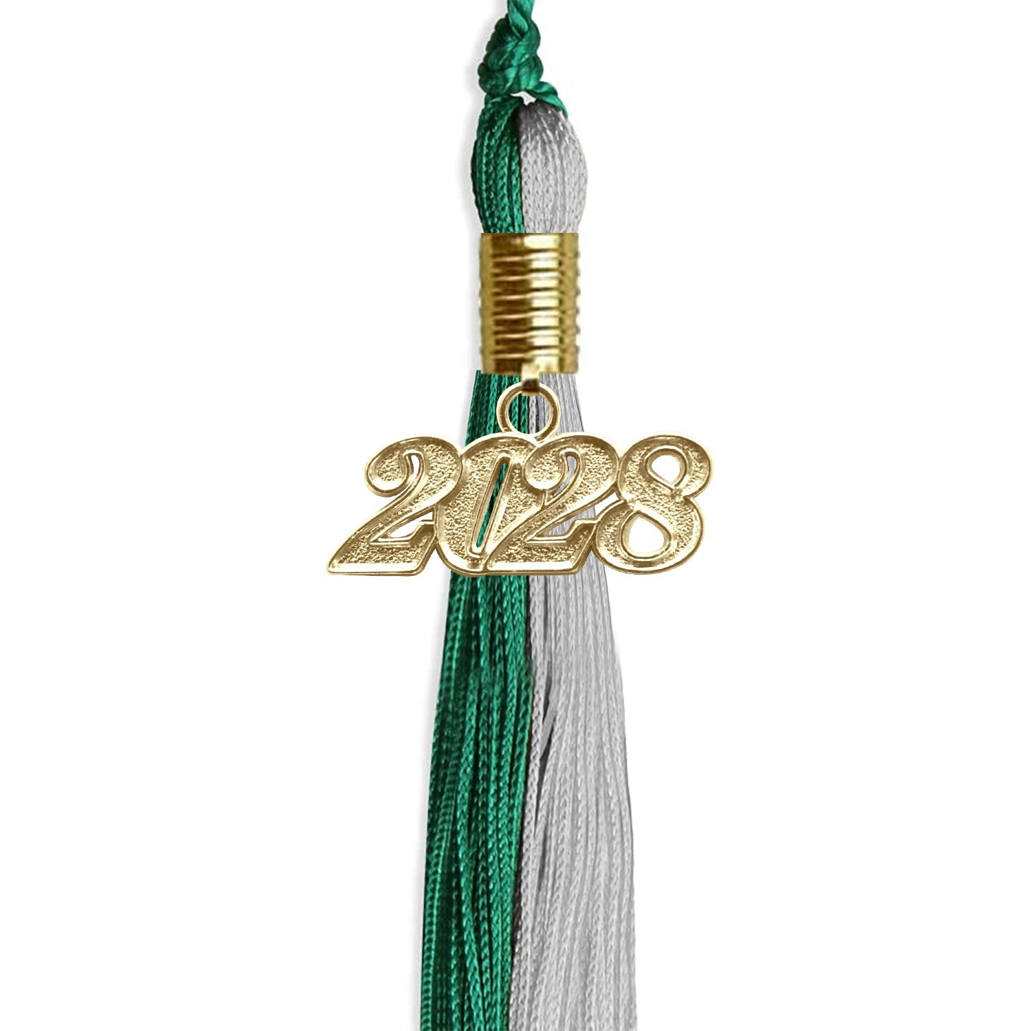 Emerald Green/Grey Graduation Tassel with Gold Date Drop - Endea Graduation