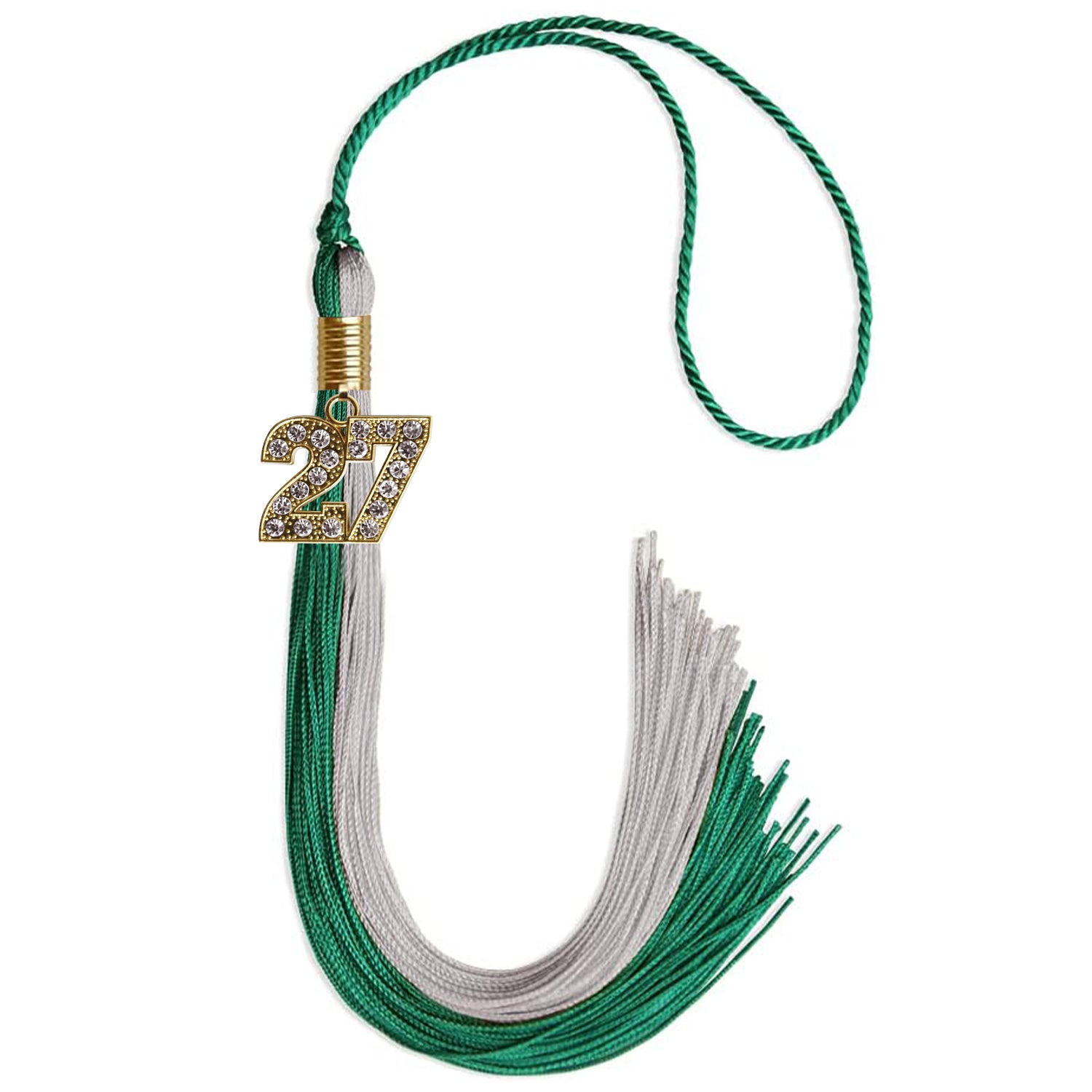 Emerald Green/Grey Graduation Tassel with Gold Date Drop - Endea Graduation