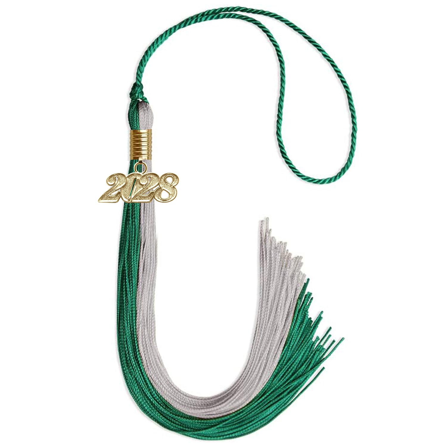 Emerald Green/Grey Graduation Tassel with Gold Date Drop - Endea Graduation