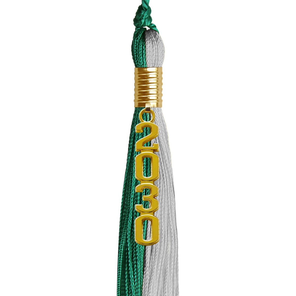 Emerald Green/Grey Graduation Tassel with Gold Stacked Date Drop - Endea Graduation