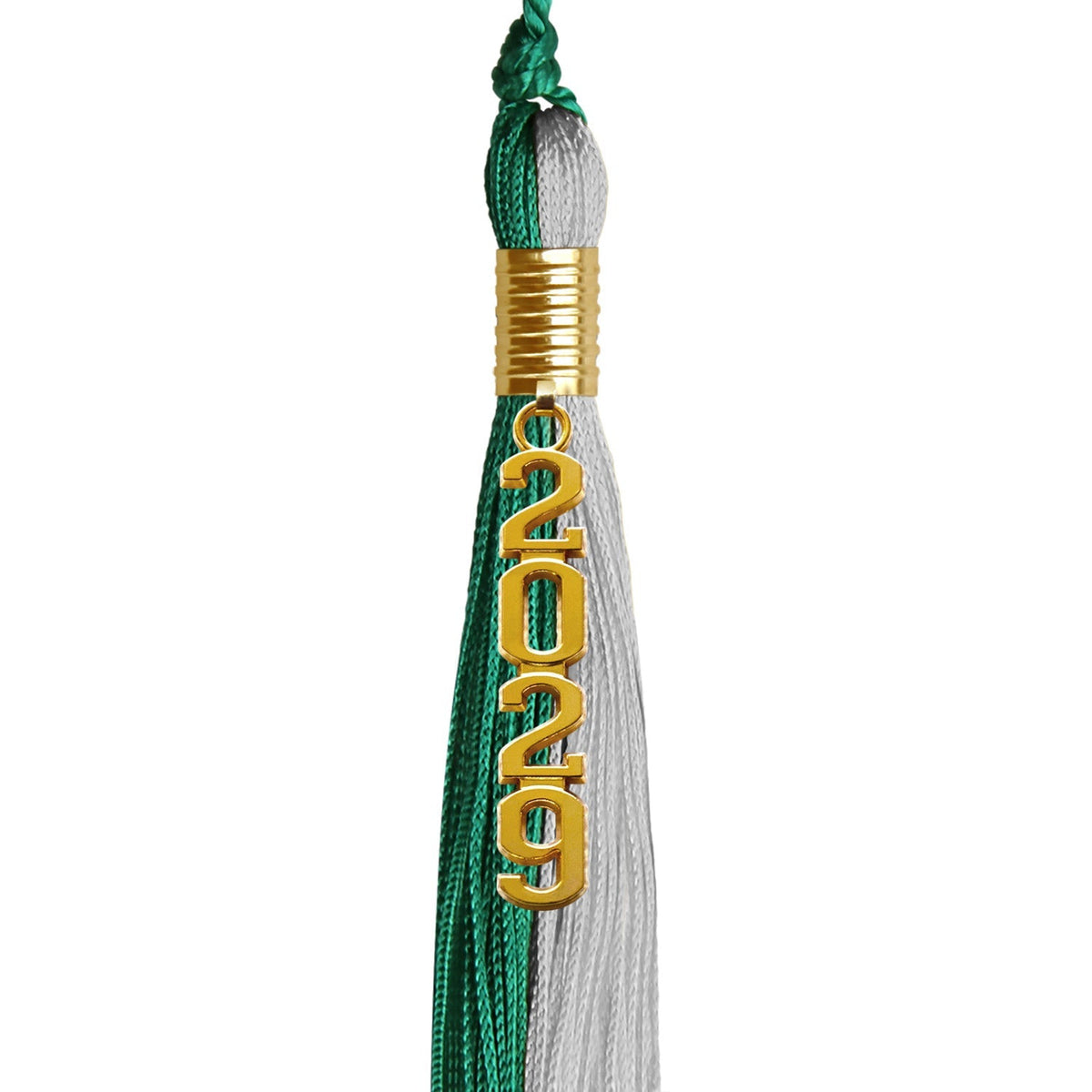 Emerald Green/Grey Graduation Tassel with Gold Stacked Date Drop - Endea Graduation