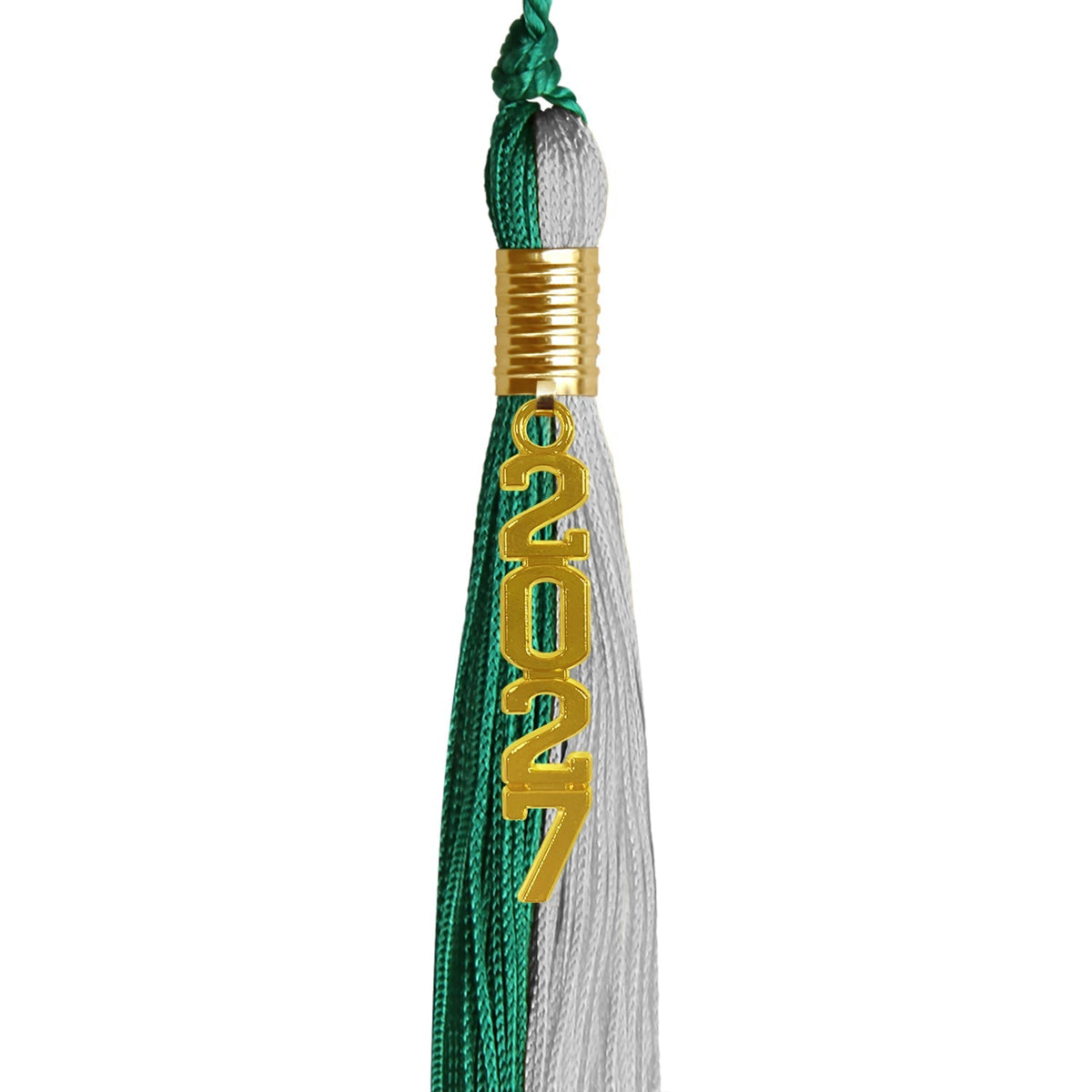 Emerald Green/Grey Graduation Tassel with Gold Stacked Date Drop - Endea Graduation