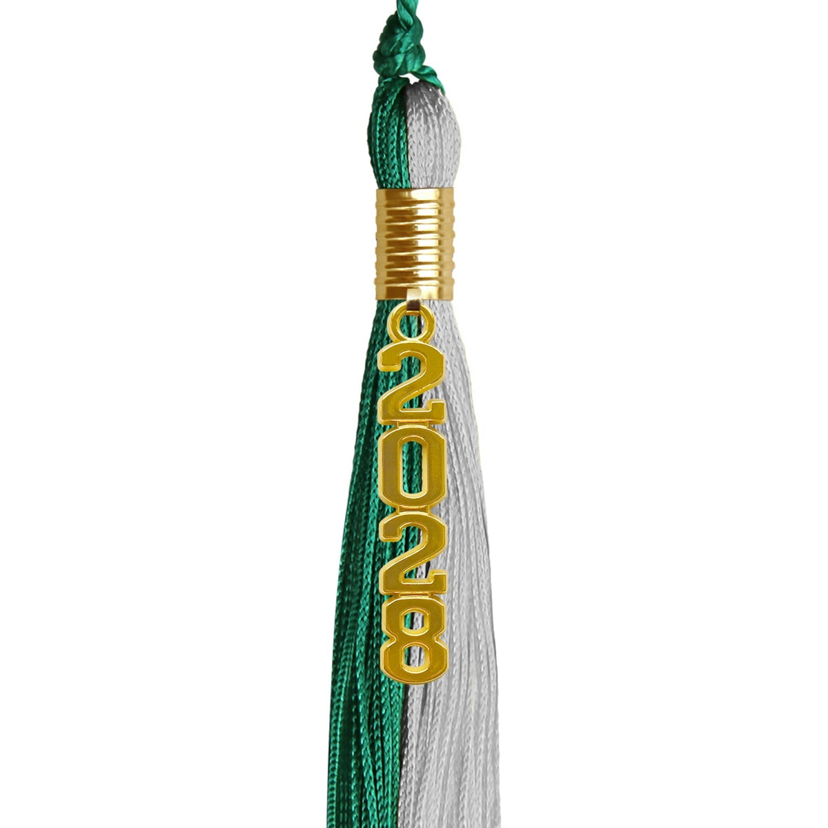 Emerald Green/Grey Graduation Tassel with Gold Stacked Date Drop - Endea Graduation