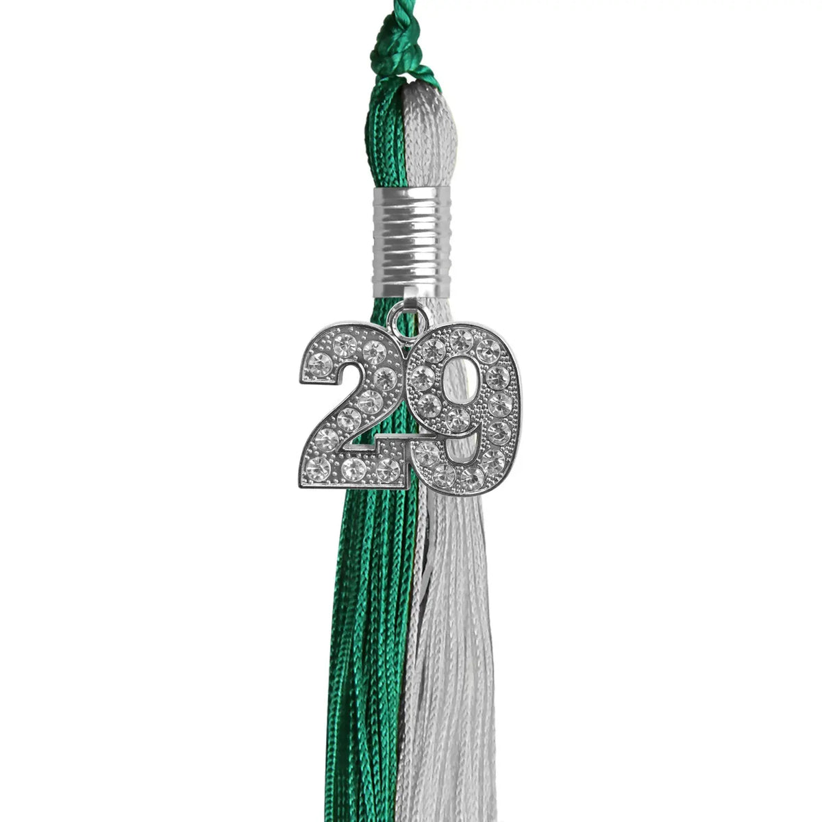 Emerald Green/Grey Graduation Tassel with Silver Bling Charm - Endea Graduation