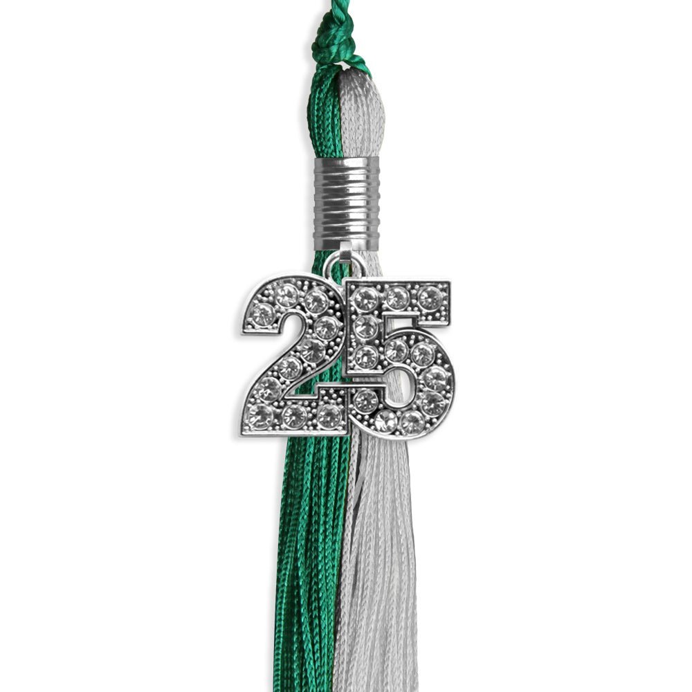 Emerald Green/Grey Graduation Tassel with Silver Bling Charm - Endea Graduation