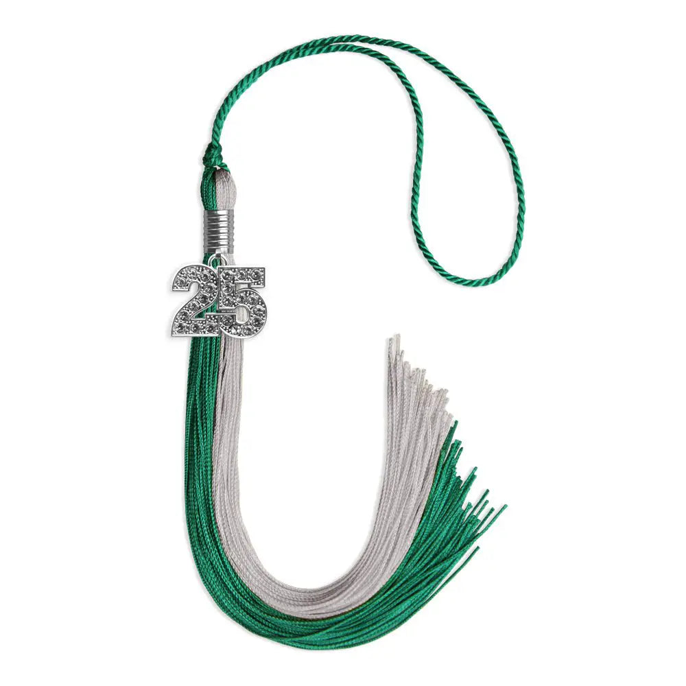 Emerald Green/Grey Graduation Tassel with Silver Bling Charm - Endea Graduation