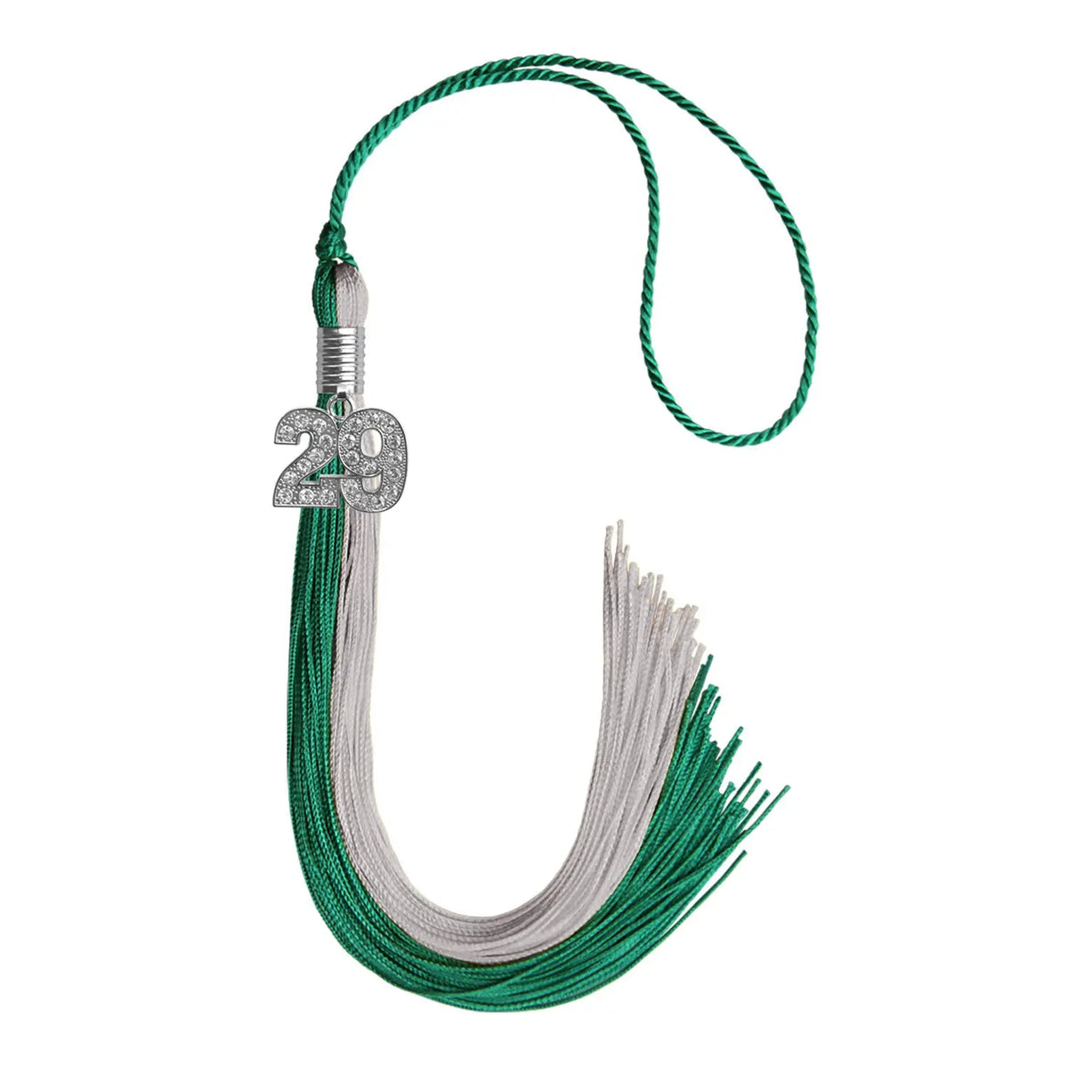 Emerald Green/Grey Graduation Tassel with Silver Bling Charm - Endea Graduation
