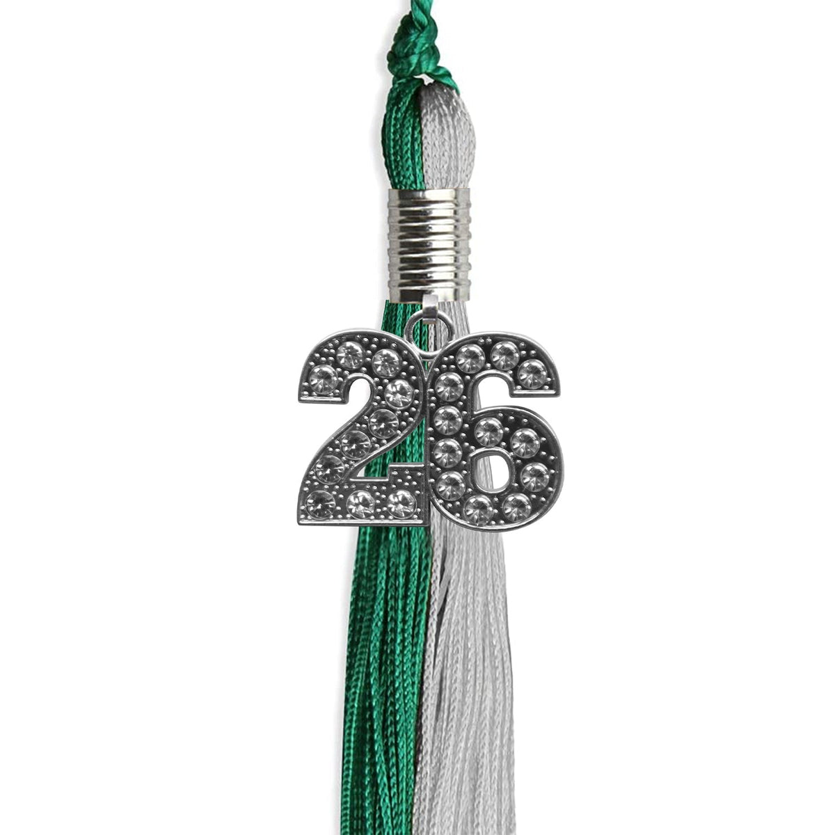 Emerald Green/Grey Graduation Tassel with Silver Bling Charm - Endea Graduation