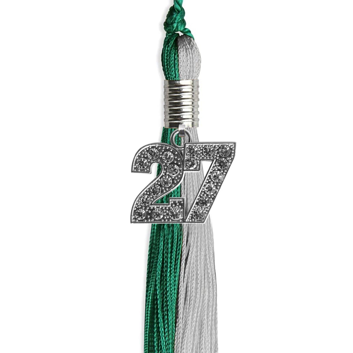 Emerald Green/Grey Graduation Tassel with Silver Bling Charm - Endea Graduation