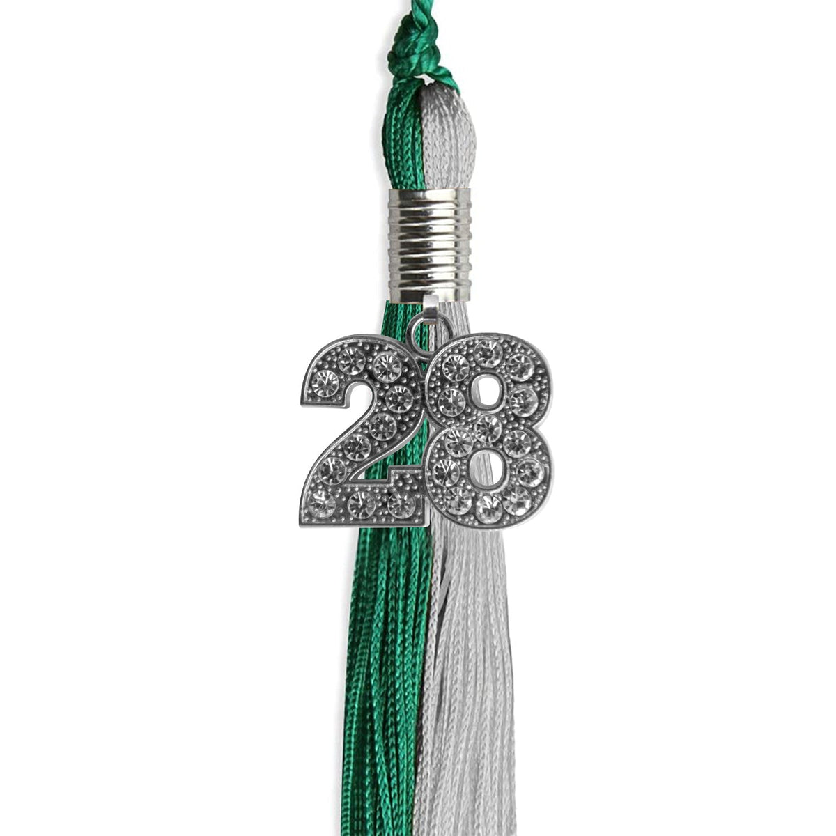 Emerald Green/Grey Graduation Tassel with Silver Bling Charm - Endea Graduation