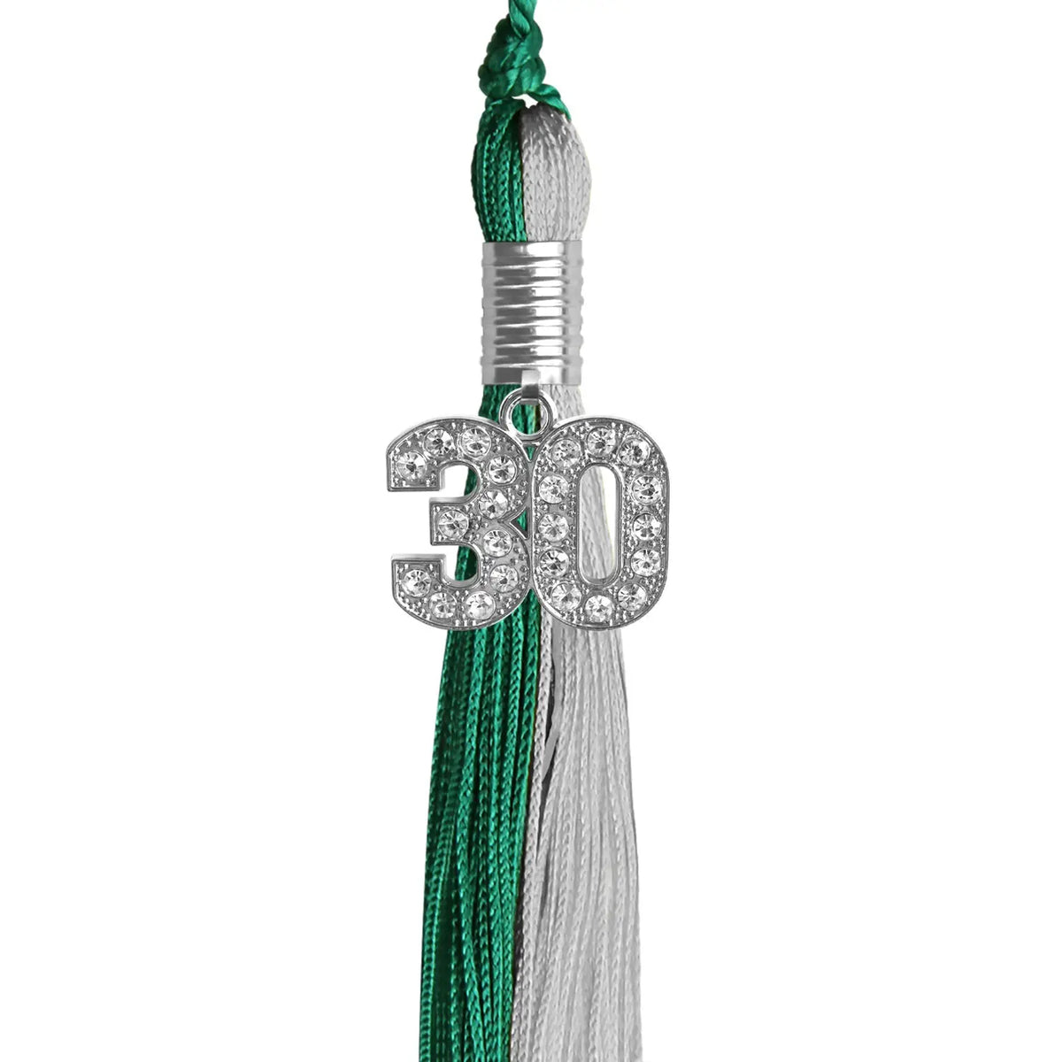 Emerald Green/Grey Graduation Tassel with Silver Bling Charm - Endea Graduation
