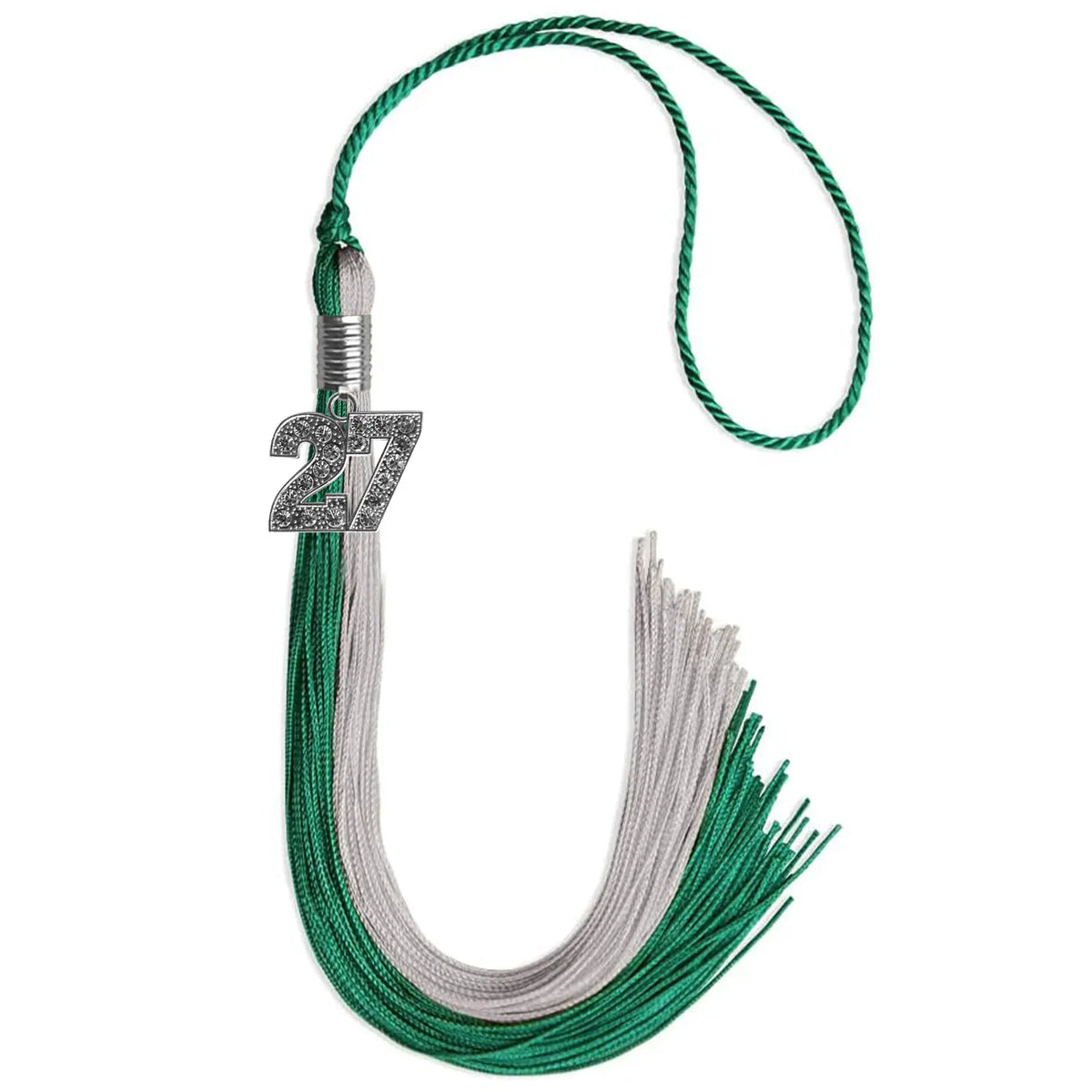 Emerald Green/Grey Graduation Tassel with Silver Bling Charm - Endea Graduation