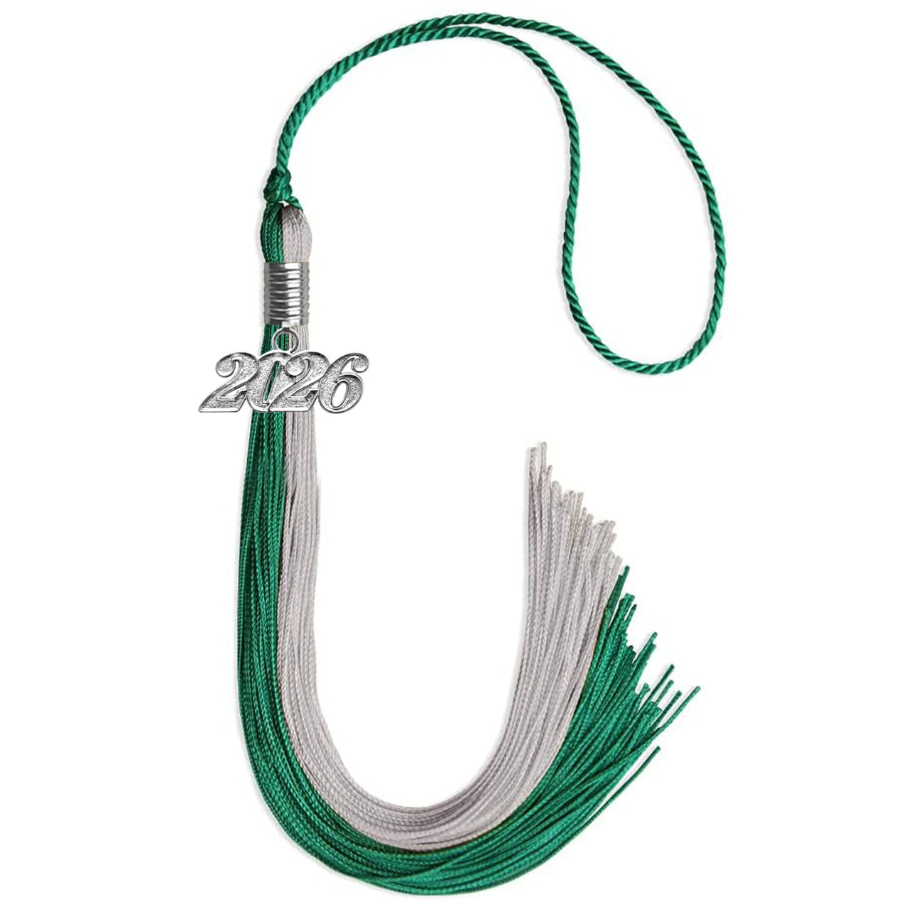 Emerald Green/Grey Graduation Tassel with Silver Date Drop - Endea Graduation