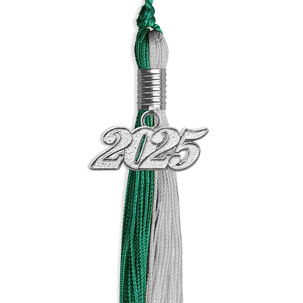 Emerald Green/Grey Graduation Tassel with Silver Date Drop - Endea Graduation