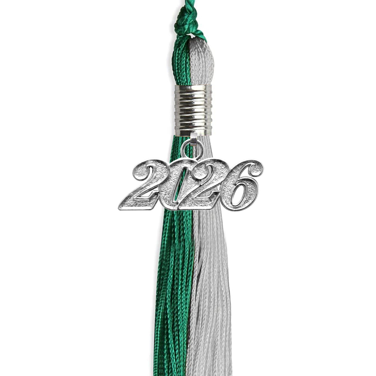 Emerald Green/Grey Graduation Tassel with Silver Date Drop - Endea Graduation