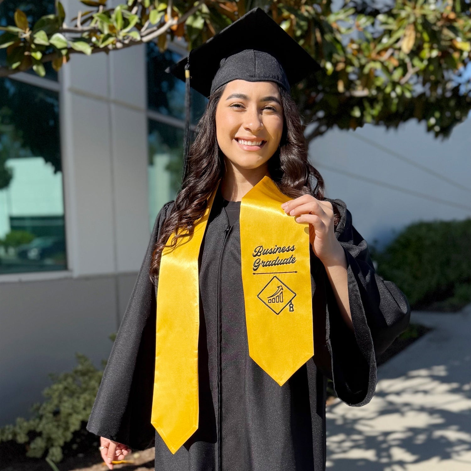 Endea Graduation Gold Business Graduate Stole/Sash with Classic Tips
