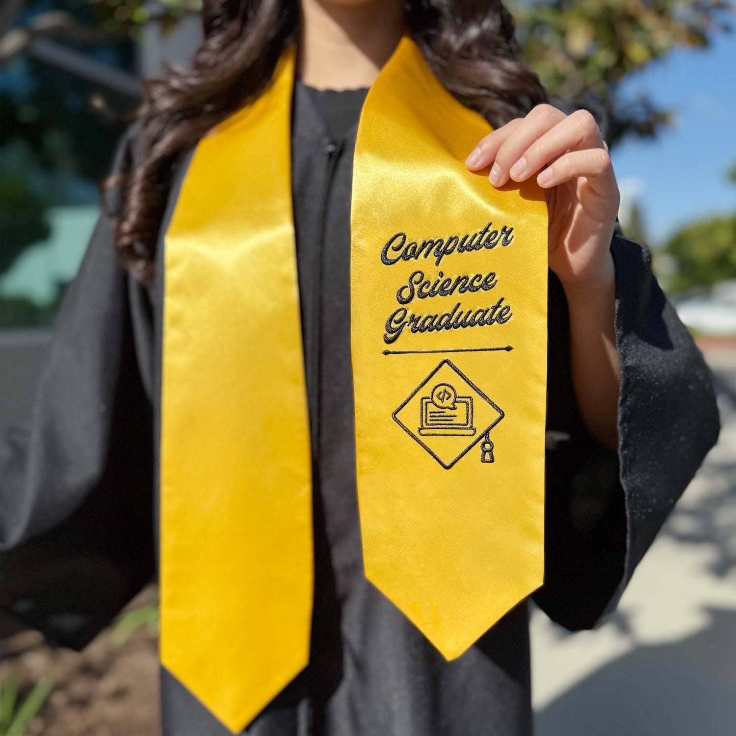 Gold Computer Science Graduate Stole/Sash with Classic Tips - Endea Graduation