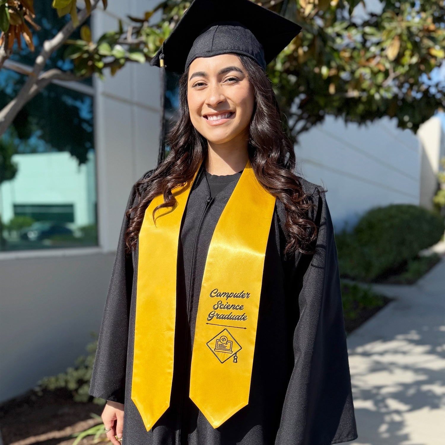 Gold Computer Science Graduate Stole/Sash with Classic Tips - Endea Graduation