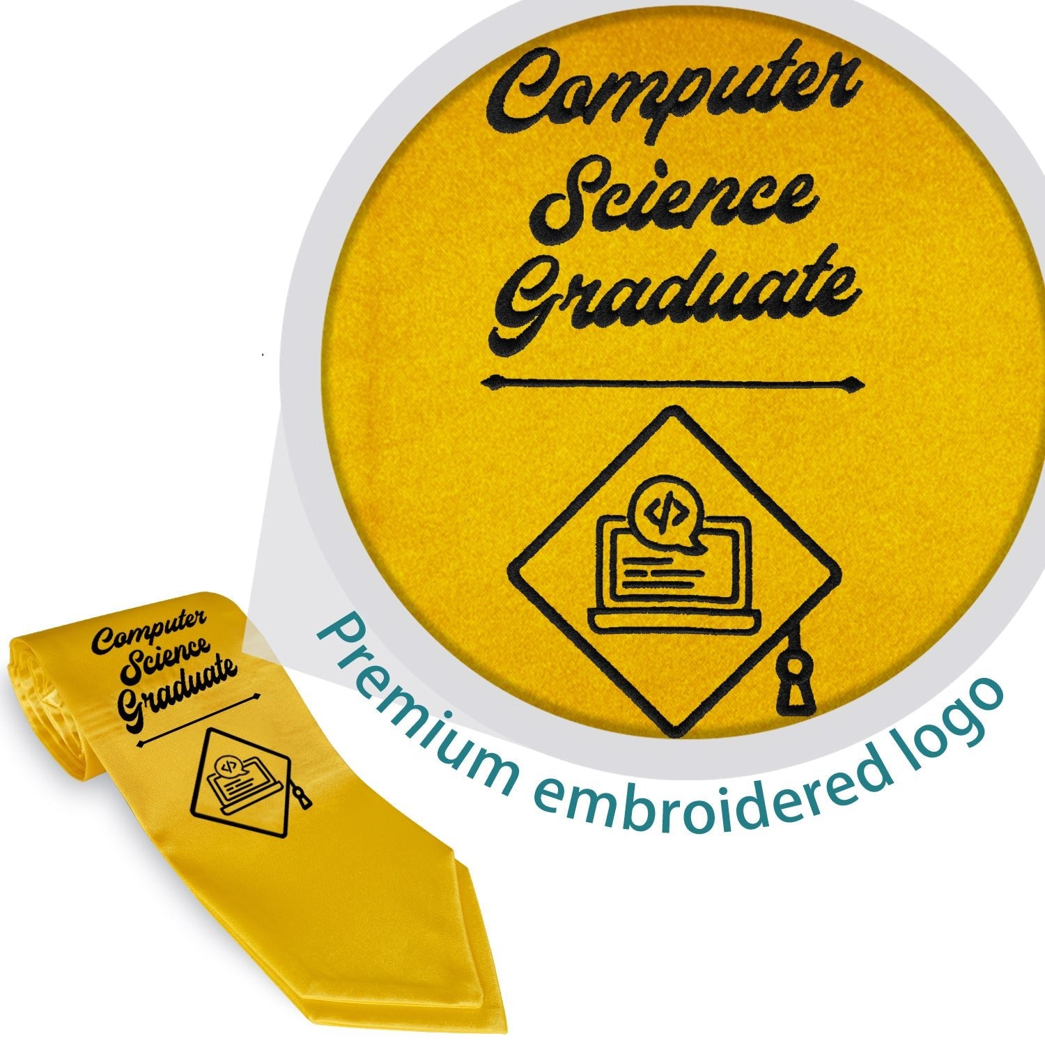 Computer Science Scarf For Graduation Gold Computer Science Graduate Stole/Sash with Classic Tips