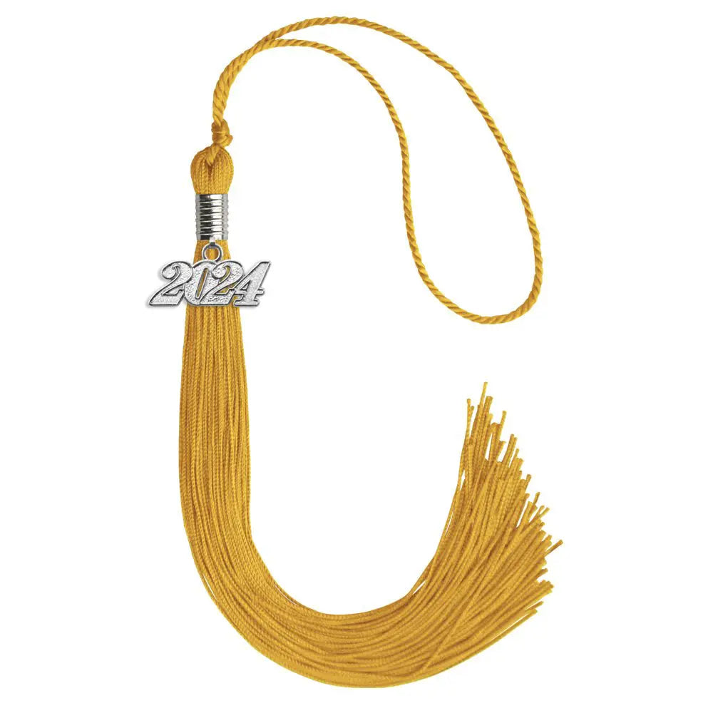 Gold Graduation Tassel with Silver Date Drop by Endea Graduation