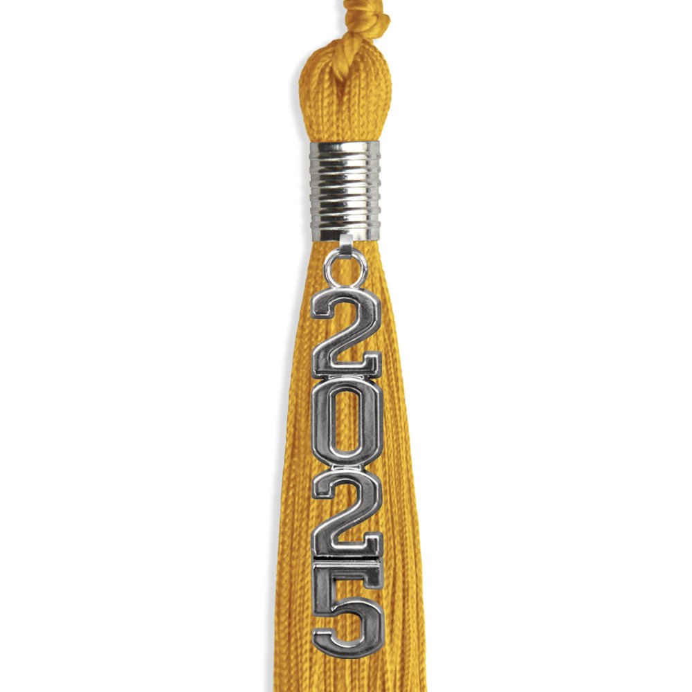 Gold Graduation Tassel with Silver Stacked Date Drop - Endea Graduation