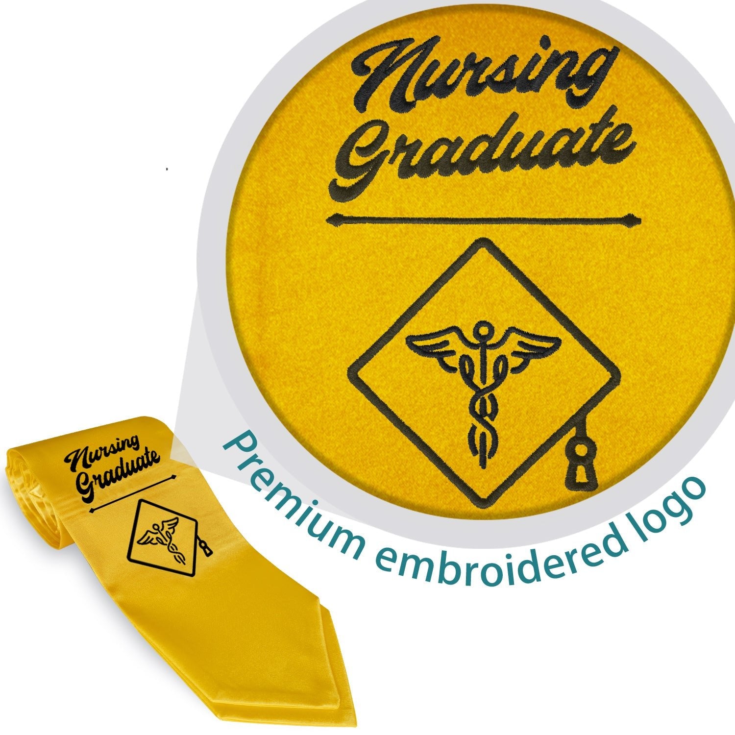 Gold Nursing Graduate Stole/Sash with Classic Tips - Endea Graduation