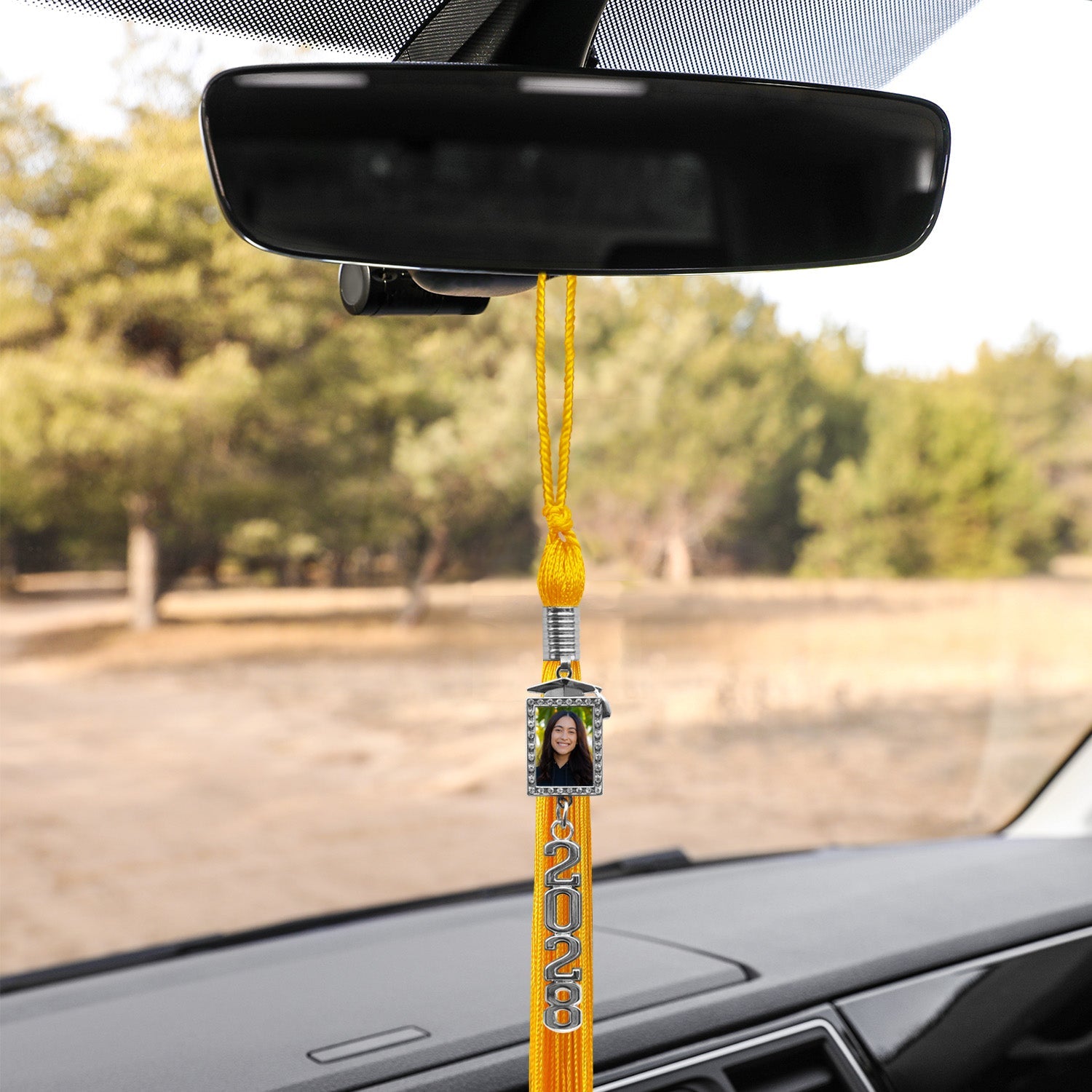 Gold Tassel with Photo Frame Charm and Stacked Date Drop - Endea Graduation