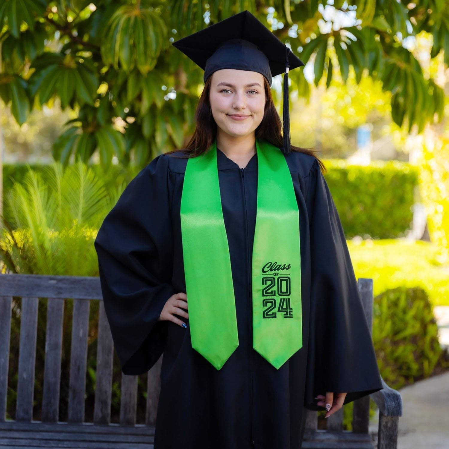 Green Class of 2024 Graduation Stole/Sash with Classic Tips - Endea Graduation