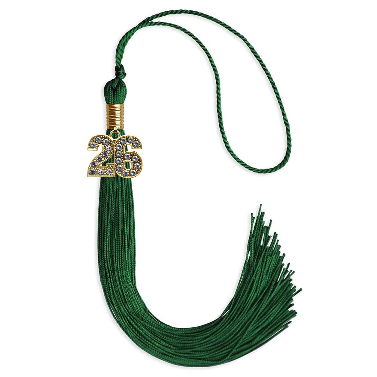 Green Graduation Tassel with Gold Bling Charm - Endea Graduation