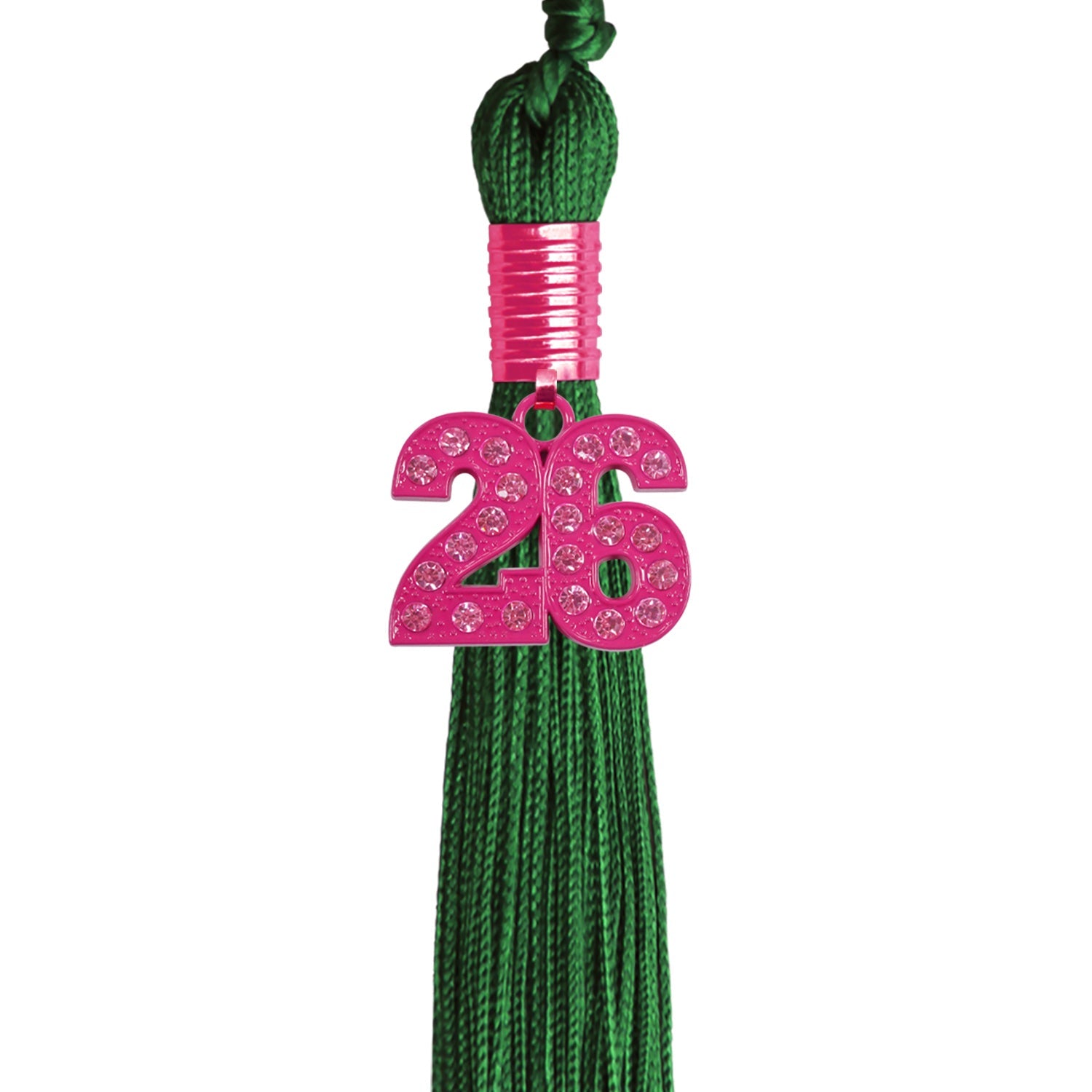 Green Graduation Tassel with Pink Bling Charm - Endea Graduation